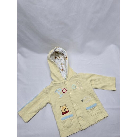 Disney Baby Winnie The Pooh Embroidered Button Up Yellow Sweater Size 3 Months - Picture 2 of 10